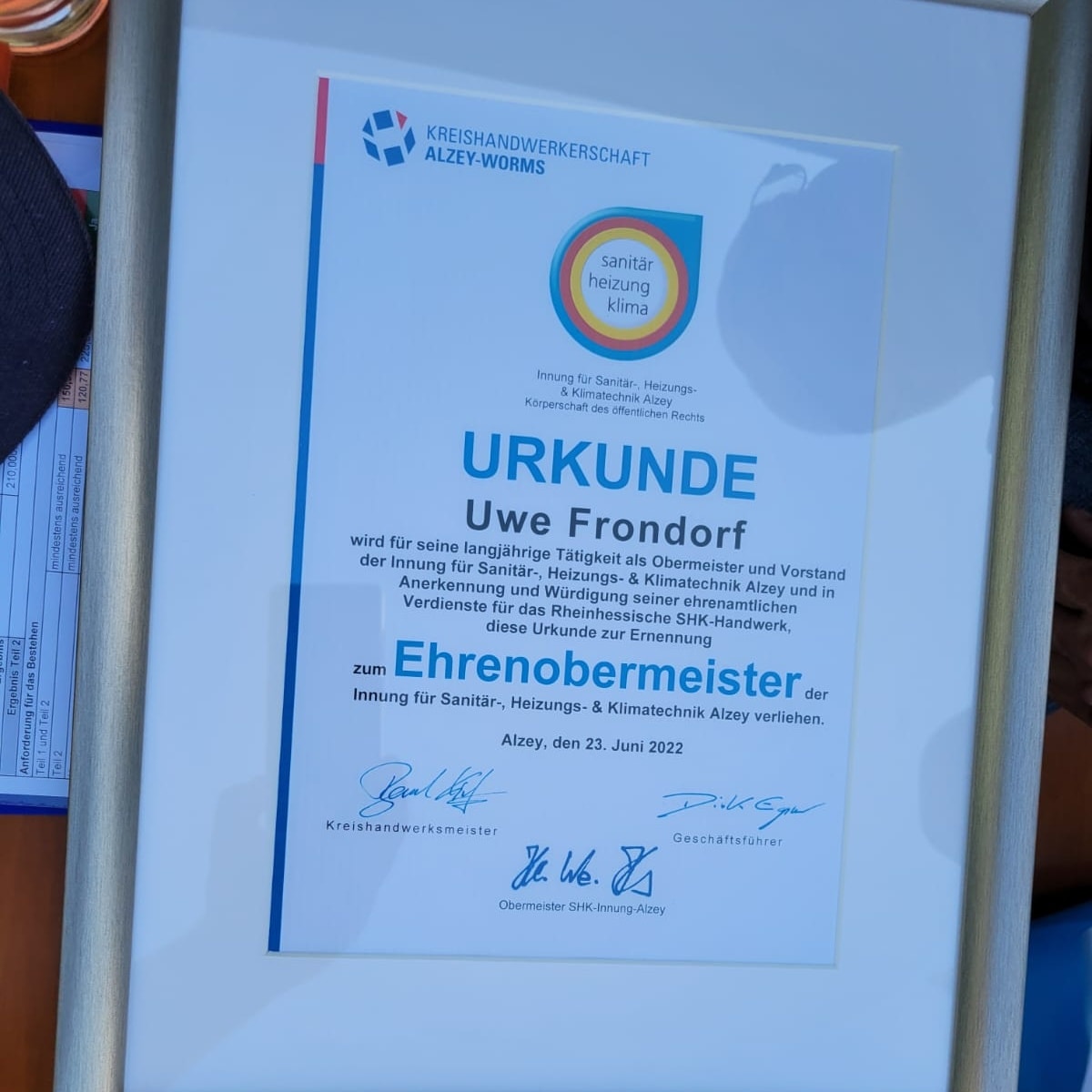 Urkunde_Uwe Frondorf